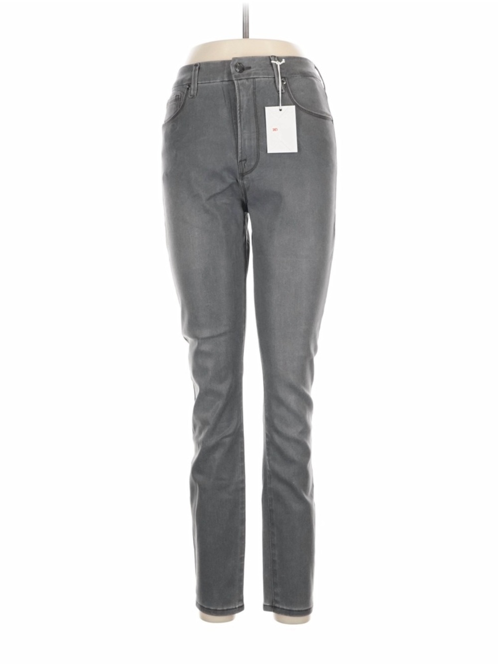 Good American Slim High-Rise Skinny Jeans in Gray